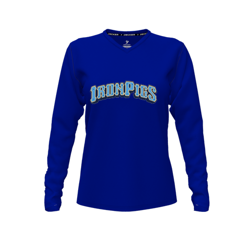 [FTLVPTRY-FYXS-LOGO2] Decker Performance T-Shirt (Female Youth XS, Royal, V Neck, Logo 2, Long Sleeve)