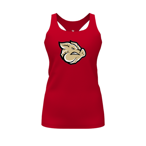 [CUS-DFW-RCBK-PER-RED-FYS-LOGO1] Racerback Tank Top (Female Youth S, Red, Logo 1)