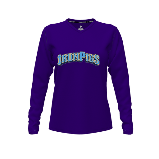 [CUS-DFW-TEES-PER-VNK-LSL-PUR-FYXS-LOGO2] Performance T-Shirt (Female Youth XS, Purple, V Neck, Logo 2, Long Sleeve)