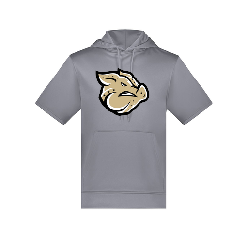 [6871.059.S-LOGO1] Men's Dri Fit Short Sleeve Hoodie (Adult S, Gray, Logo 1)