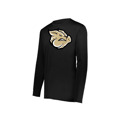 [222823.080.S-LOGO1] Youth LS Smooth Sport Shirt (Youth S, Black, Logo 1)