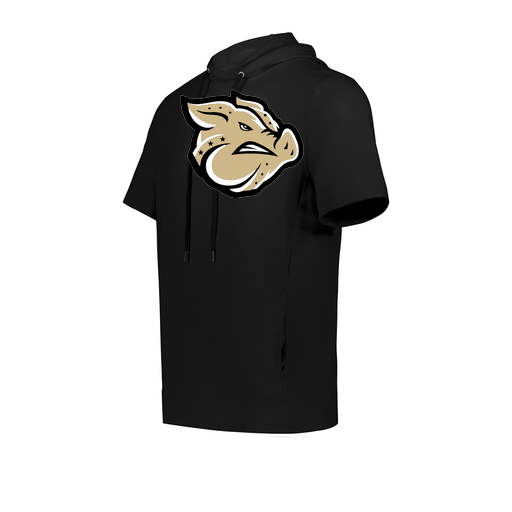 [222605.080.S-LOGO1] YOUTH VENTURA SOFT KNIT SHORT SLEEVE HOODIE (Youth S, Black, Logo 1)